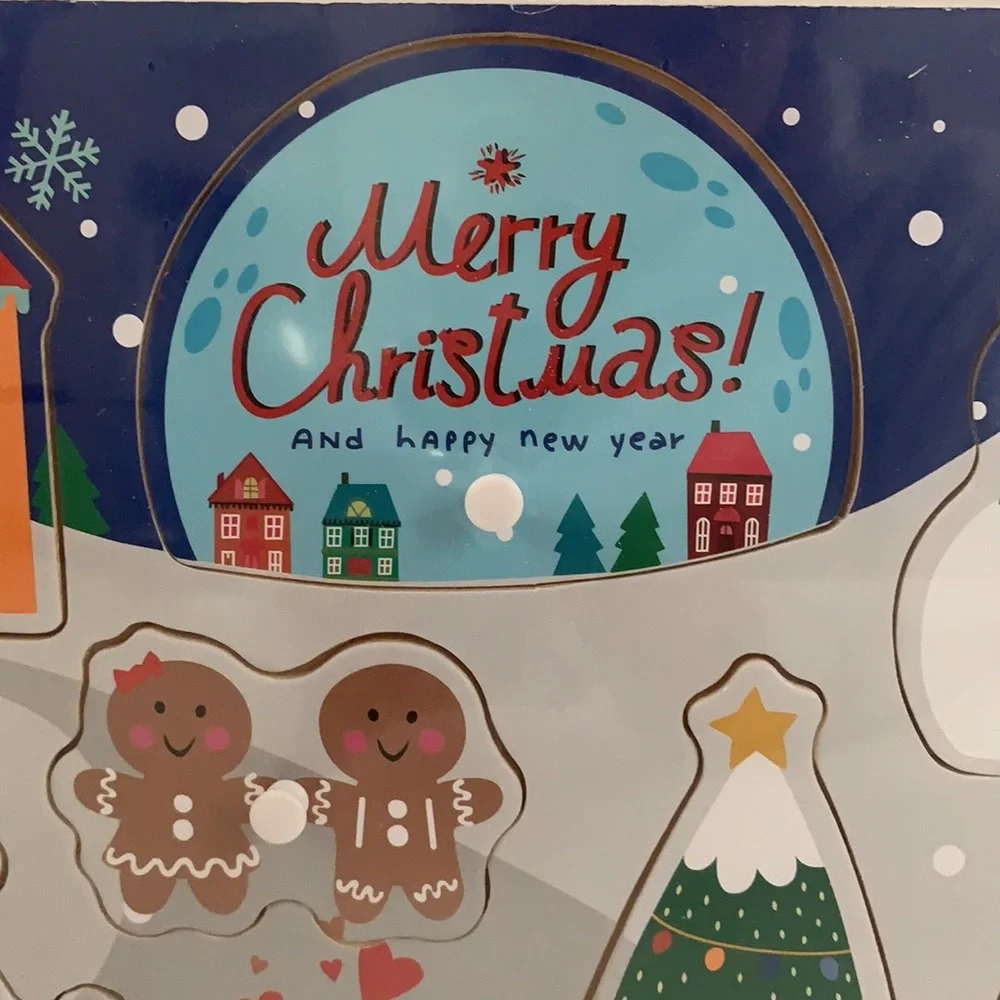COPY - Christmas Target Bullseye Snowman Wood 9 Pieces Puzzle.